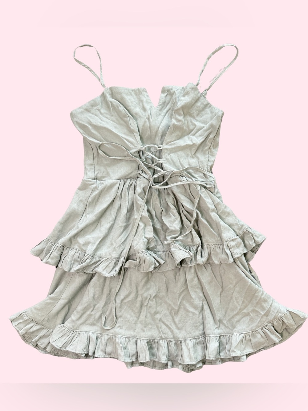 mi ami for Francesca’s light mint ruffle mini dress